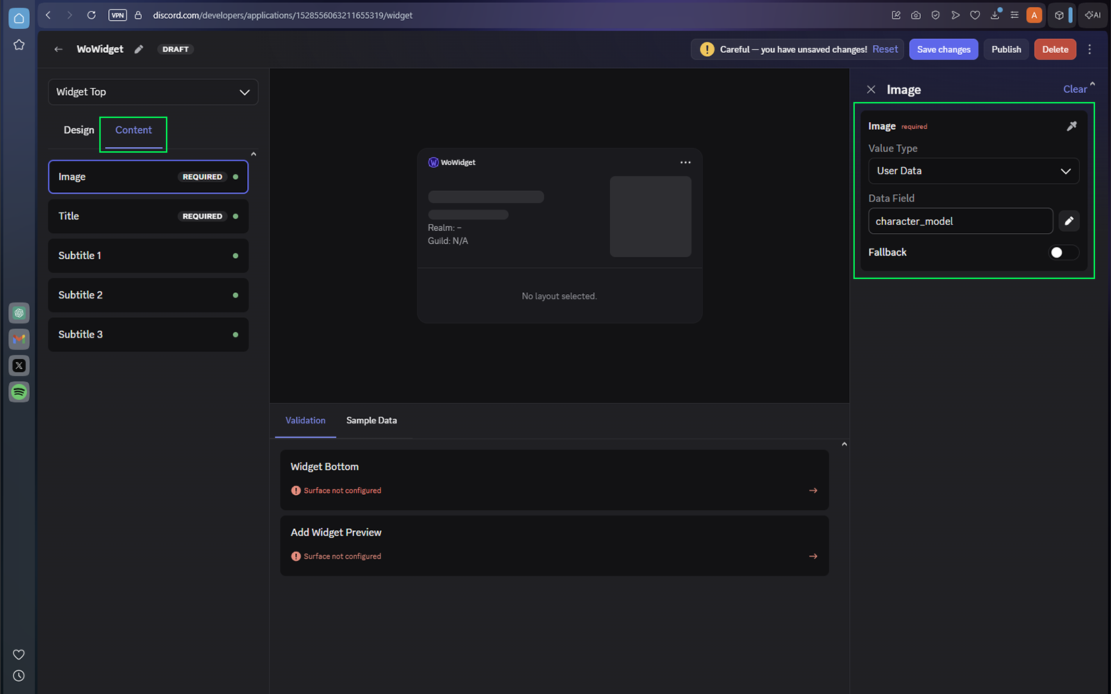 Discord Widget Editor Hero layout option