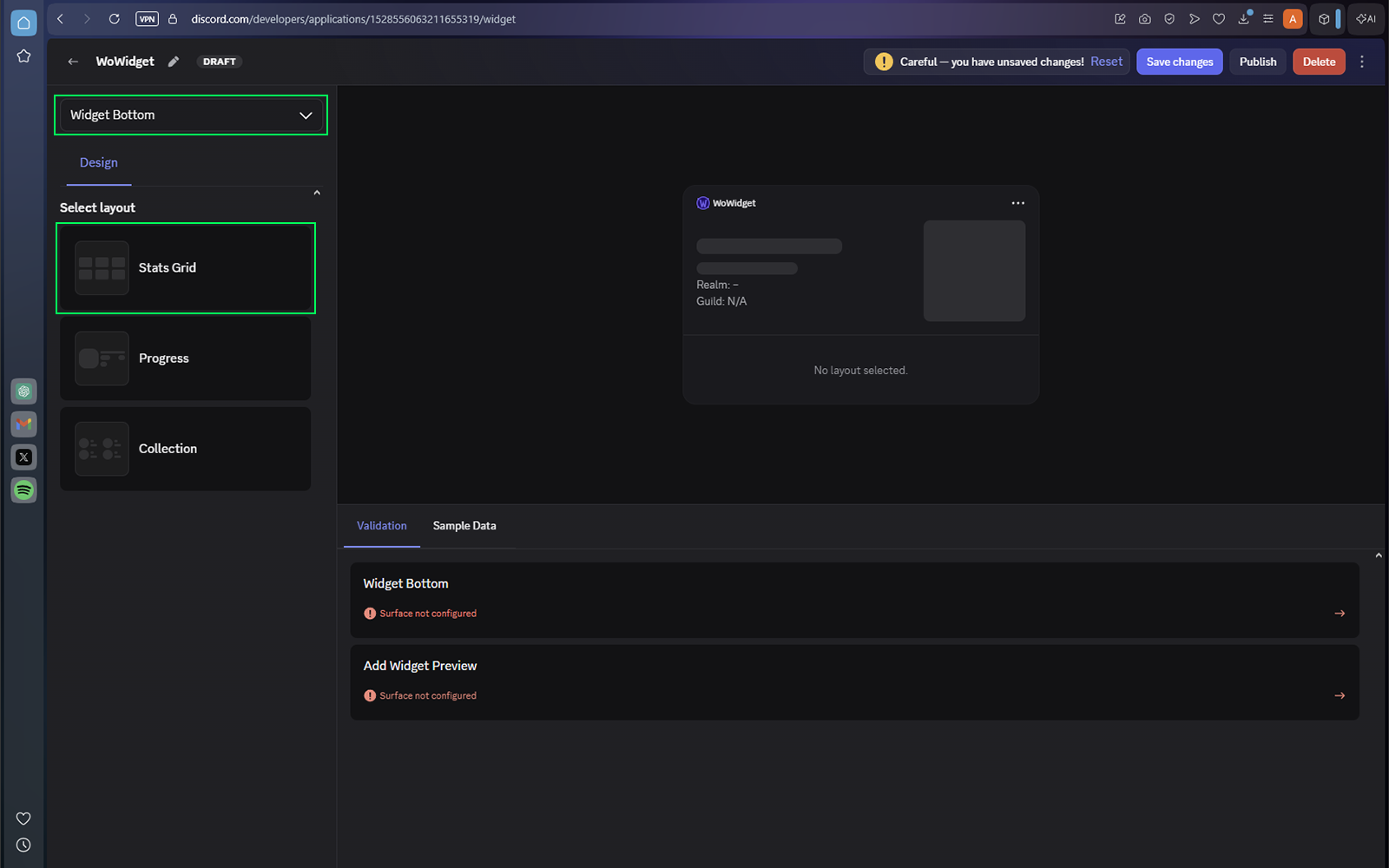 Discord Widget Editor Widget Bottom selector