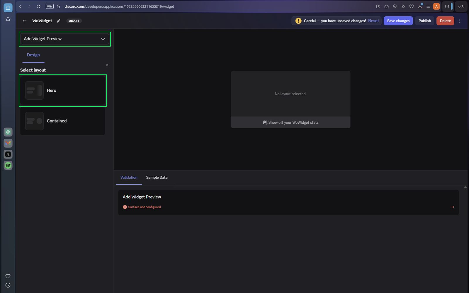 Discord Widget Editor Add Widget Preview option